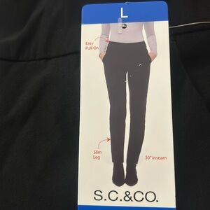 S.C.&CO. Pull On Slim Leg Pants Black Size L NWT